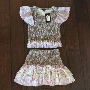 Flowers by zoe Floral Smocked Top and Skirt Set